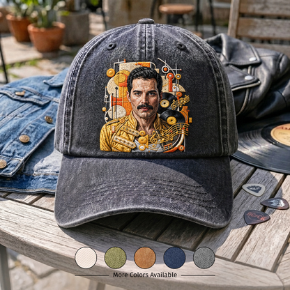 FME Mustache Singer Portrait Denim Cap