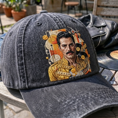 FME Mustache Singer Portrait Denim Cap