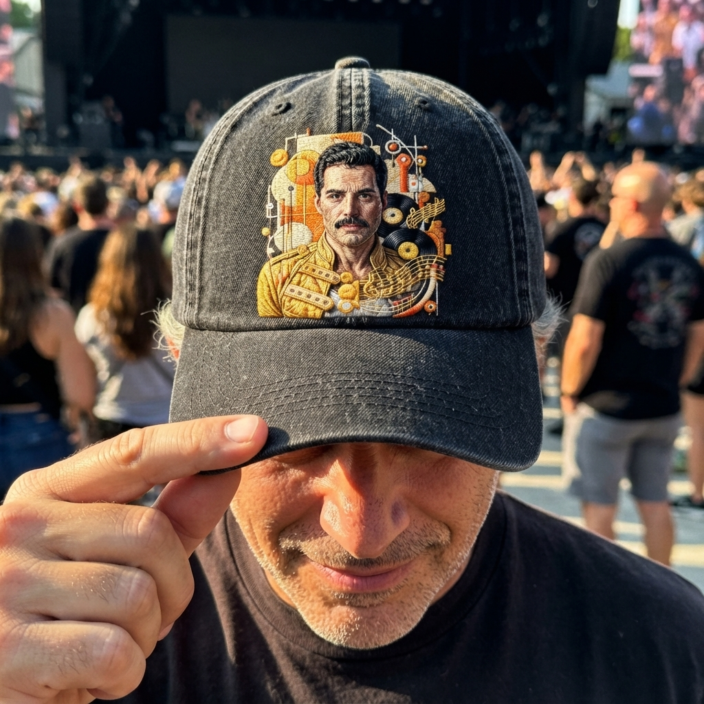 FME Mustache Singer Portrait Denim Cap