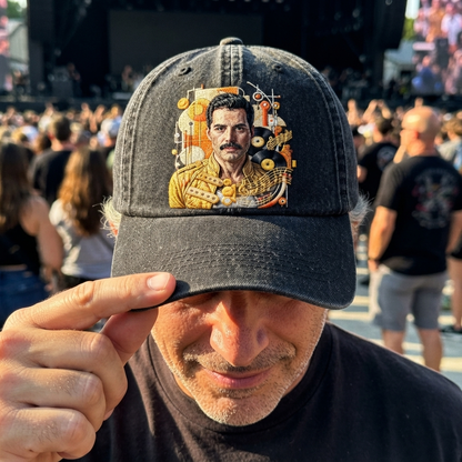 FME Mustache Singer Portrait Denim Cap