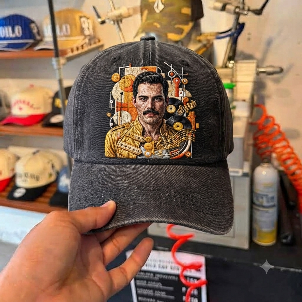 FME Mustache Singer Portrait Denim Cap