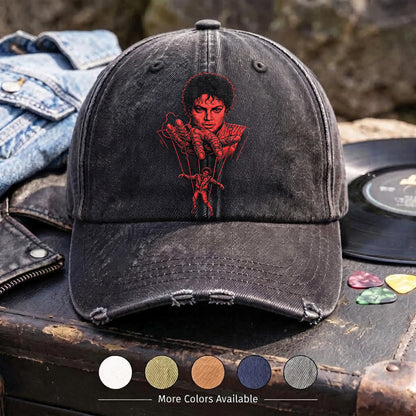 MJA Red Puppet Portrait Denim Cap
