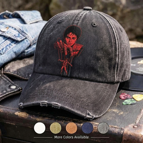 MJA Red Puppet Portrait Denim Cap