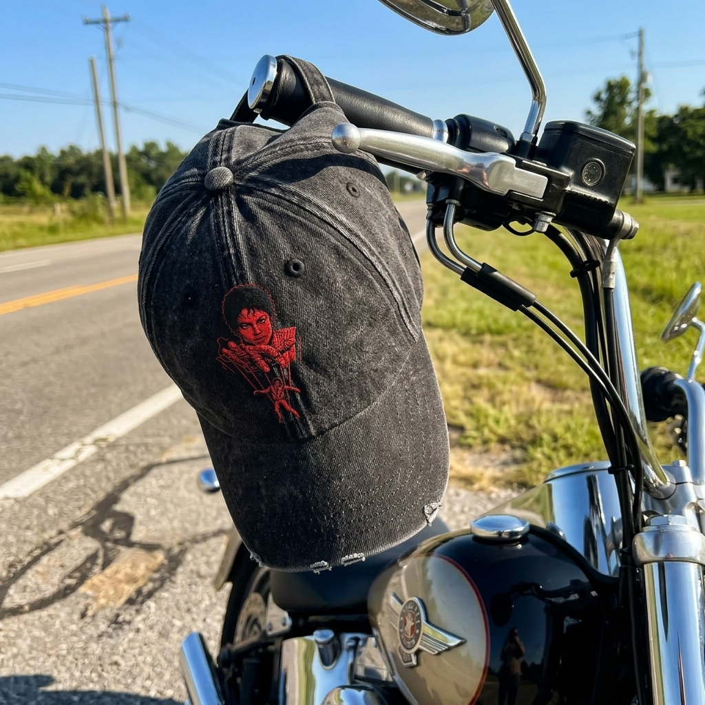MJA Red Puppet Portrait Denim Cap