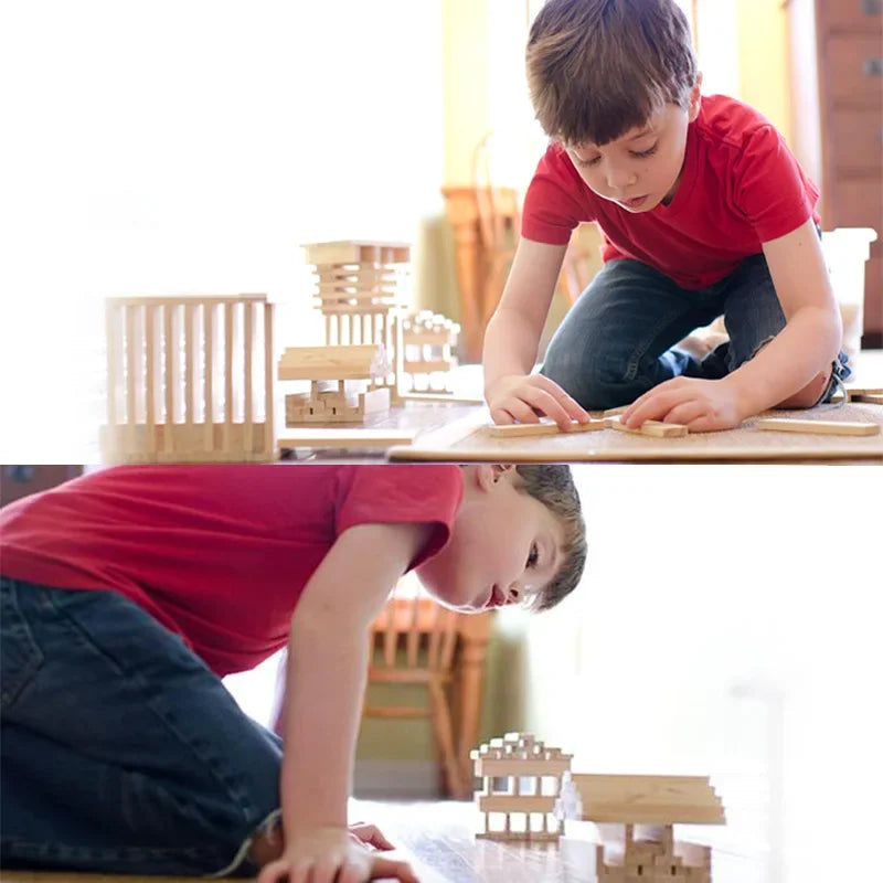 100pcs Large Size Wood Building Blocks for Kids Construction Stacking Games Children Montessori Educational Wooden Toys
